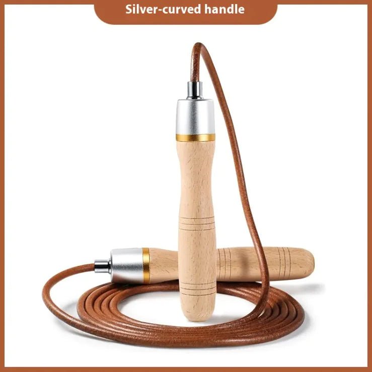 Fitness Weight Loss Exercise Slimming And Fat Burning Cowhide String Beech Handle Skipping Rope - Essential Rush 